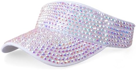 3 Pack Sun Visor Hat Bling Rhinestones Adjustable Outdoor Sports Running Golf Vicenpal 3 Pack Rhinestone Sun Visor Hat for Women, Sparkly  main image 4