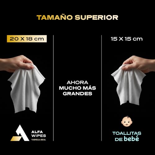 Alfa Wipes Toallitas Humedas para Adulto Extra Grandes y Gruesas, Desechables en Inodoro, Vainilla Real, Hipoalergénicas, con Aloe, Vitamina E, Manzanilla | 3 paquetes con 50 toallitas c/u (150 Toallitas)