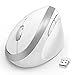 Wireless Vertical Mouse, Jelly Comb MV009 Small Wireless Mouse 2.4G High Precision Ergonomic Optical Mice with Adjustable Sensitivity 800/1200 /1600 DPI, 6 Buttons,【 for Small Hands 】 (White+Silver)