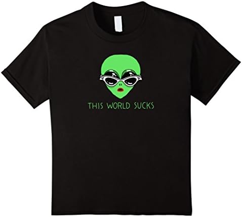 Kids Thought Catalog This World Sucks Cartoon Alien 90s B T-Shirt 12 Black