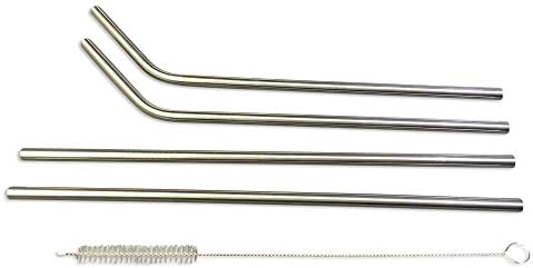 Stainless Steel Reusable Drinking Straws Set – Eco Friendly, Rust Free &amp; Safe To Use – Straight &amp; Curved Shapes – Perfect Fit With Most Lids, Tumblers &amp; Drink Ware – Dishwasher Safe - Embossed Design