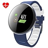 ROADTEC Smart Watches Men Women Fitness Tracker Watch Heart Rate Monitor,IP67 Waterproof Activity Tracker Calorie Pedometer Sleep Monitor Android (Blue+White)