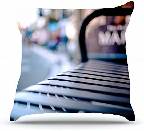 Nsduch Throw Pillowcase 18 X 18 Inches 100% Cotton Pillowcases Decorative Cushion Covers with Hidden Zipper Decor - City bench shop bench shadow defocusing inscription For Bedding Room