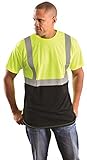 Classic Black Bottom T-Shirt Wicking Birdseye Hi-Viz Safety Shirt - 5X-YELLOW-