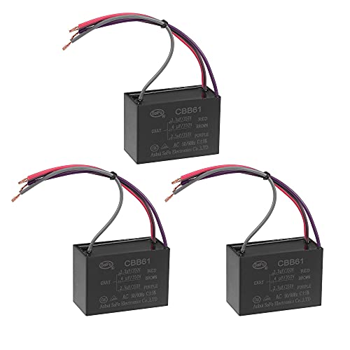 uxcell Ceiling Fan Capacitor CBB61 3.5/4/2.5uF 350V AC 4 Wires Metallized Polypropylene Film Capacitor 58x40x28mm for Electric Fan Pump Motor Generator 3Pcs: Industrial & Scientific