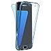 Full Coverage 360 Degree Front and Back Protective Case Shockproof TPU Gel Transparent Clear Cover for Galaxy S7 Edge (Transparent Blue)