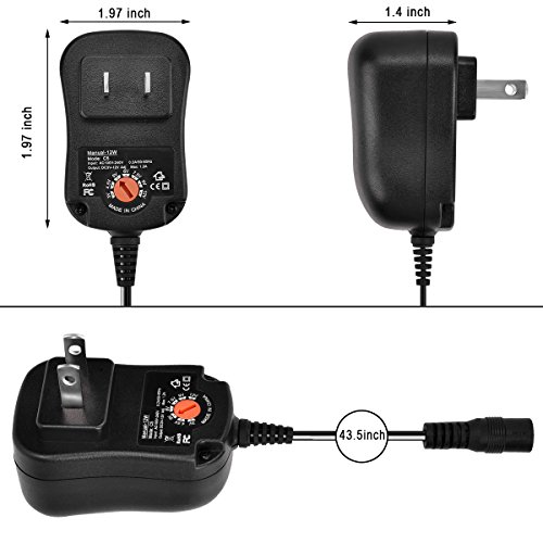 IKOCO 12W Multi Voltage Switching AC Power Adapter Supply Charger with 8 Selectable Adapter Plugs,3V 4.5V 5V 6V 7.5V 9V 12V 1A for Household Electronics and LED Strip …