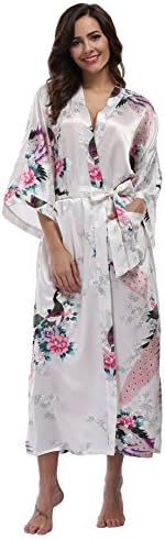 Vogue BridalWomens Satin Robes, Long Kimono Bathrobes for Women Bridesmaid Bride, Lightweight Wedding Party Robes Sleepwear