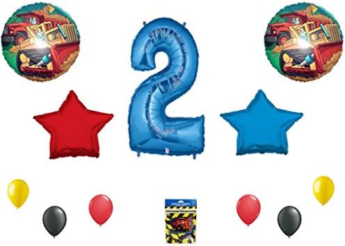 Bundle of 2nd Boy BIRTHDAY RED DUMP TRUCK BALLOON BOUQUET WITH 40" BLUE #2