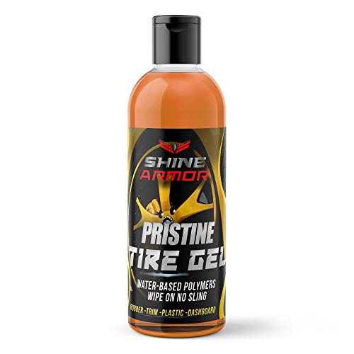 SHINE ARMOR Tire Shine Gel Dressing & Pristine Cleaner Car Care for Wheels & Tires with No Sling Formula Wet Look Keeps Tires Black & Clean with Water Based Polymers
