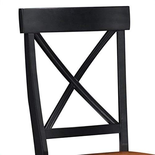 Home Styles Classic Black and Oak Pair of Dining Chairs, with Solid Hardwood Construction, Cottage Oak Finish, X-Style Back, and Mission Style Look, Set of Two