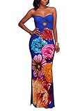 LightlyKiss Women's Sexy Wrap Chest Floral Print Summer Casual Bodycon Off Shoulder Stretch Party Long Maxi Dress