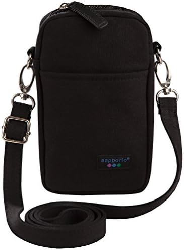 Cell Phone Purse Bag by Aapporto - For iPhone 7 8 Plus Galaxy S8+ Note 8 & More - Soft Case Pouch - Waist Belt Attachment - Zippered Wallet Compartment - Crossbody Shoulder Strap - for Men & Women