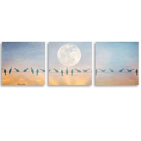 3 Piece Canvas Wall Art Brids Painting Artwork for Home Prints Framed - 12"x12"x3 Panels