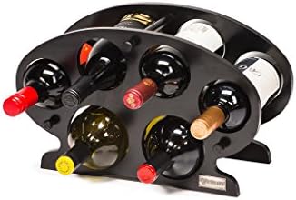 Castlencia Bamboo 6 Bottle Countertop/Table Top Wine Display Rack Storage Stand- Solid Wobble-Free - No Tool Assembly (Black)
