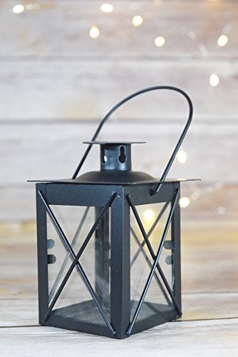 Fantado 4.5" Black Square Hurricane Candle Lantern by PaperLanternStore