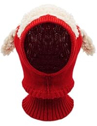 Baby Girls Boys Winter Hat Scarf Earflap Hood Scarves Skull Caps, Red One Size