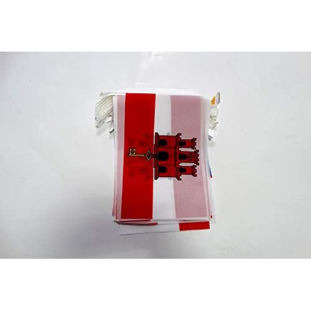 AZ FLAG - Gibraltar Bunting Flag - 40 Ft Garland with 20 Gibraltarian Flags 18'' x 12'' - 100% Polyester String Pennant - 12 meters