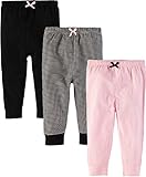 Wan-A-Beez Boys' and Girls' 3 Pack Pants (3-6 Months, Black/Pink/White Stripe)