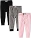 Wan-A-Beez Boys' and Girls' 3 Pack Pants (3-6 Months, Black/Pink/White Stripe)