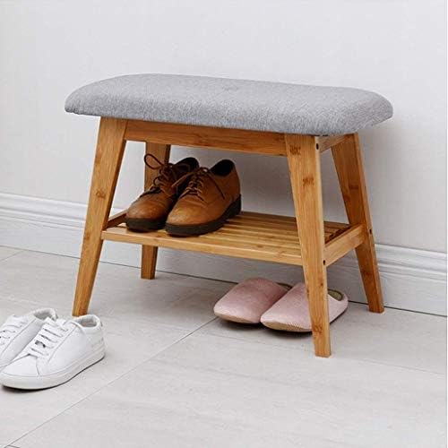 IVNZEI Wood Shoe Rack Bench, Entryway Fabric Shoe Rack Storage Organizer For Hallway Entryway, Closet, Bedroom, Etc Perfect Bench Seat Storage (Color : Natural, Size : Long 60cm)