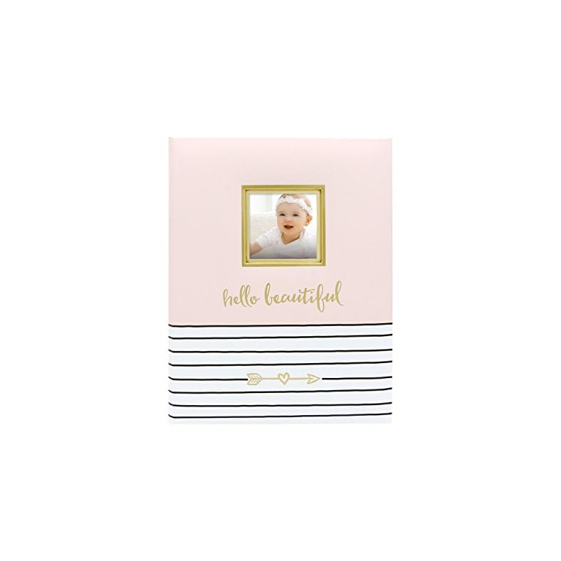 Pearhead Hello Beautiful First 5 Years Baby Memory Book with 3×3 Photo Insert, Baby Girl Keepsake Gift, Pink