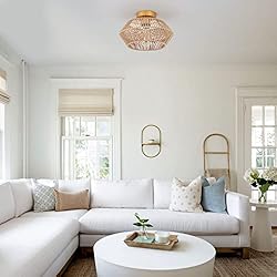 VILUXY Woven Rattan Light Fixtures Ceiling
