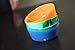 Silipint Squeeze-a-Bowl Silicone Bowl Set, Microwave-, Dishwasher-, and Freezer-Safe Bowls for Indoor and Outdoor Use, Bend Blue, Tough Tangerine, Sea Swirl, Hippy Hop, Set of 4
