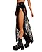 iHeartRaves Black Eden Floral Lace Sheer Maxi Skirt (Medium)