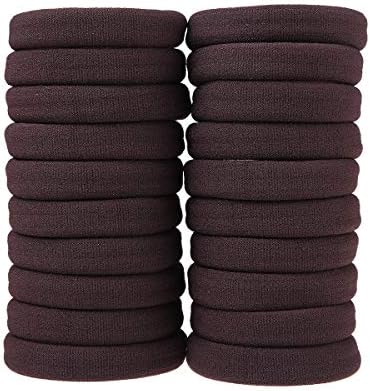 Yigou 20pcs Women Hair Ties for Thick Heavy or Curly Hair. No Slipping Damage Breaking or Stretching Out. Seamless Ponytail Holders Scrunchies Sports Hair Ties for Thick Hair. (brown)