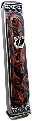 Art Glass Mezuzah, Easy Mount Indoor or Outdoor Weatherproof Metal Case Gift Box and Non-Kosher Scroll Included Hand Made in USA Guaranteed for Life! (Copper Dust)