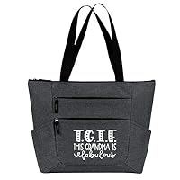 Grandma Tote Bag for Women - Large, Durable Zippered Totes with Pockets - Perfect Gift for Grandma, Nana, Grandmothers (TGIF Fabulous Grandma Gray)