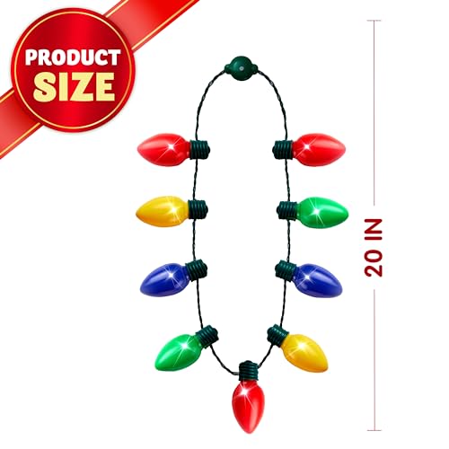 JOYIN 6 Packs Christmas LED Light Up Bulb Necklaces 9 Bulbs LED