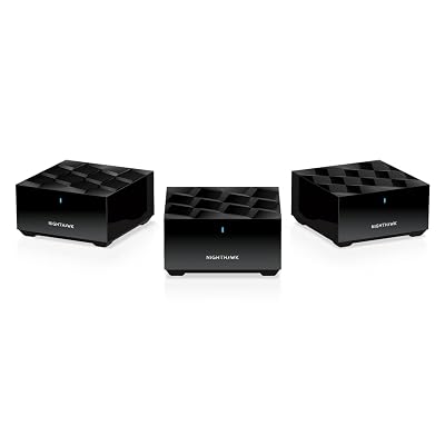 NETGEAR Nighthawk Tri-Band Whole Home Mesh WiFi 6 System (MK73S) – Router + 2 Satellite Extenders - 3Gbps Speed - Coverage up to 4,500 sq. ft., 25 Devices - Includes 1-Year Armor – AX3000 802.11ax