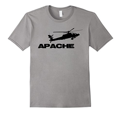 Mens Apache Helicopter Tshirt Large Slate