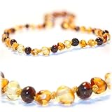 Certified Baltic Amber Teething Necklace for Baby (mixed colors) - Anti-inflammatory ...