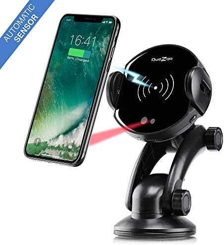 Quezqa Fast Wireless Car Charger - Automatic Wireless Car Charger Mount - Car Phone Mount with Air Vent - 10W Qi Car Charger Compatible with iPhone Xs Xr Xs Max X 8 8 Plus Samsung S9 S9 Plus S8 note8