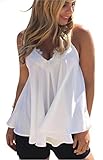 OURS Womens Floral Lace Patchwork Chiffon Tank Top Flowy Sleeveless Cami Shirts Blouse (XL, White)