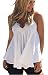 OURS Womens Floral Lace Patchwork Chiffon Tank Top Flowy Sleeveless Cami Shirts Blouse (XL, White)