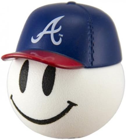 Braves Baseball Car Antenna Topper + Yellow Smiley Antenna Ball
