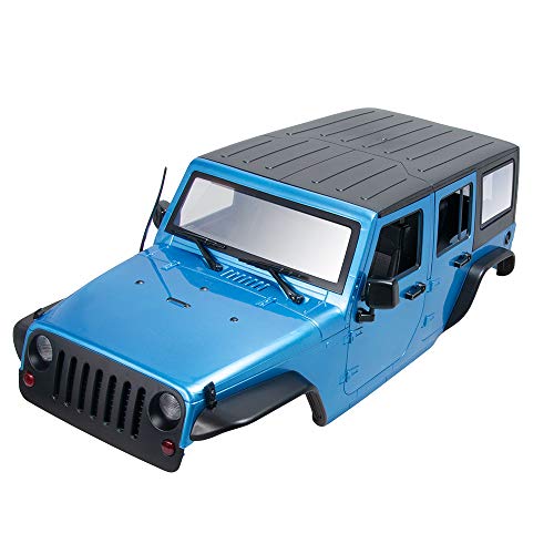 RCLions 313mm Wheelbase RC Car Body Shell Plastic for1/10 Scale RC Car Jeep Wrangler Axial SCX10-II 90046/90047 TRX4 kit (Blue)