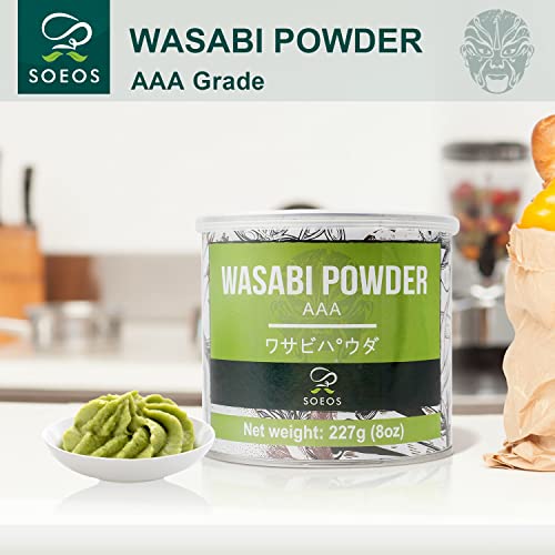 Soeos Premium Wasabi Powder 8oz (227g), with Real Wasabi, Grade AAA