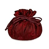Drawstring Jewelry Pouch - Silk Jacquard (Chili Red)