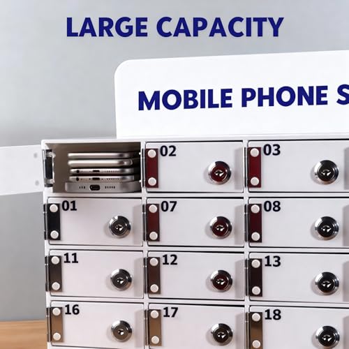 Kensbro 25 Slots Cell Phone Storage Box with Door Locks and Keys Acrylic for Office School Classroom