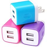 USB Wall Charger, Sicodo 3-Pack 2.1A Travel Dual Port Plug Wall Adapter Compatible with iPhone 7,7 Plus,6s,Tablet,Samsung Galaxy S8,S7,Note 8, HTC,LG,Sony,Nokia,Motorola and More