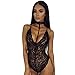 Gotd Spaghetti Strap Lace Backless Jumpsuit Swimsuit Bodysuit (S, Black)