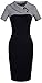 HOMEYEE Women's Retro Chic Colorblock Lapel Career Tunic Dress B238 (M, White +Black - Short Sleeve)