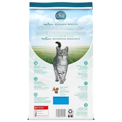 Purina ONE +Plus Dry Cat Food, Sensitive Systems Turkey - 1.8 kg Bag