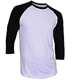 Dream USA Men's Casual 3/4 Sleeve Baseball Tshirt Raglan Jersey Shirt White/Black Medium