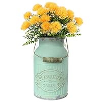 APSOONSELL Green Flower Pot Indoor Galvanized Flower Vase Vintage Jug Metal Milk Can Galvanized Bucket Pail Pot Planter Rustic Container